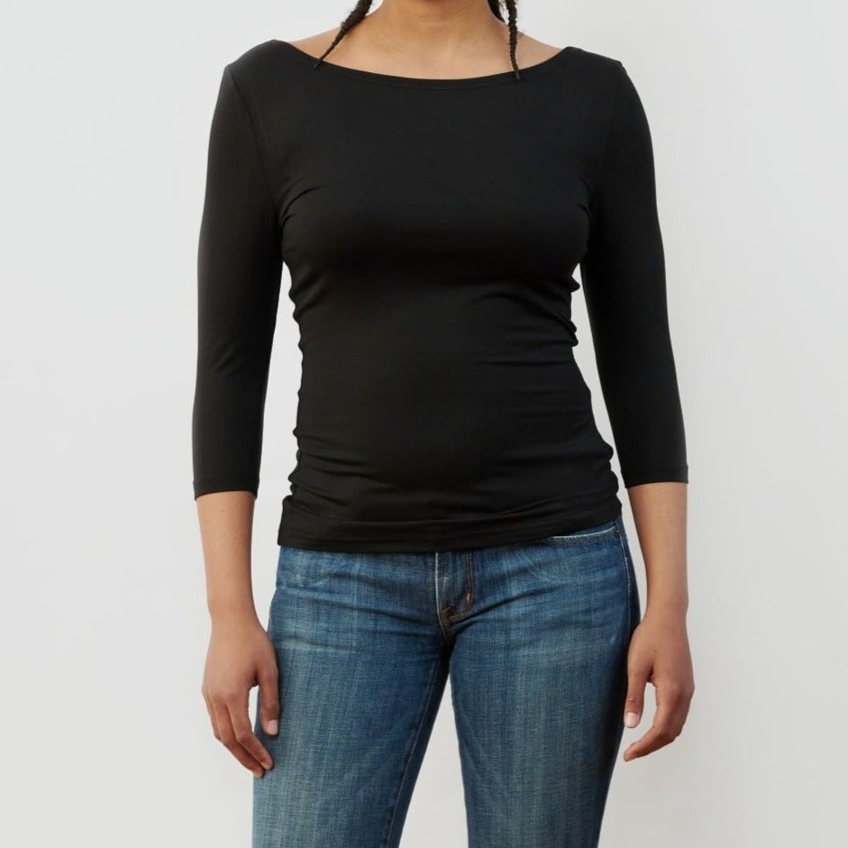 Ballerina-T mit ¾-Arm aus nachhaltigem Modal in schwarz von Awearable, einem Hersteller von Slow Fashion für Frauen