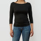Ballerina-T mit ¾-Arm aus nachhaltigem Modal in schwarz von Awearable, einem Hersteller von Slow Fashion für Frauen